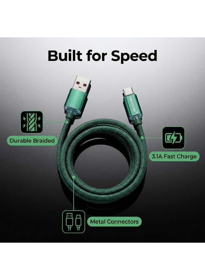 MEDOOSI 3.1A Fast Charging Cable 1M - Nylon Braided USB Cable, Durable & Fast Sync Data Cord for Android Smartphones, Tablets, Power Banks - Image 2